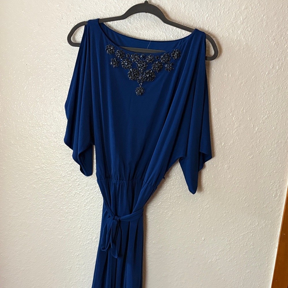 Trina Turk One Shoulder Blue Dress with Embellished Detail